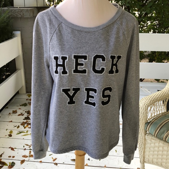 Honey Punch Tops - Honey Punch “Heck Yes” Gray Sweatshirt